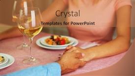  Presentation with restaurant - Cool new PPT theme with couple-holding-hands backdrop and a  colored foreground