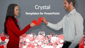  Presentation with smart watch red heart - Presentation design consisting of couple holding red cracked heart background and a  colored foreground