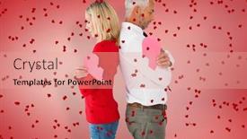 Presentation with broken heart - Beautiful presentation featuring couple holding two halves of broken heart against red vignette backdrop and a coral colored foreground