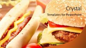  Presentation with hamburger - Amazing PPT layouts having couple hotdog hamburger sandwich backdrop and a blonde colored foreground
