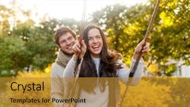  Presentation with relationship - Theme enhanced with couple hugging in autumn park background and a gold colored foreground