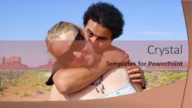  Presentation with tribal - Cool new presentation theme with inter national relationship - couple hugging in monument valley backdrop and a red colored foreground