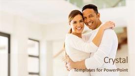  Presentation with work happy hour - Cool new PPT layouts with couple hugging in their new backdrop and a lemonade colored foreground