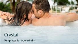  Presentation with hot tub - Colorful PPT theme enhanced with couple in a luxury hot backdrop and a sky blue colored foreground