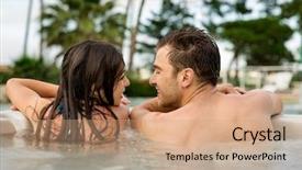 Presentation with luxury hotel - Slide set consisting of couple in a luxury hot background and a coral colored foreground