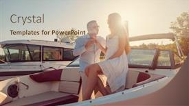  Presentation with sparkling wine - Theme enhanced with couple-in-a-river-boat background and a lemonade colored foreground