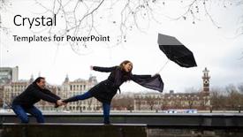  Presentation with umbrella - Colorful PPT layouts enhanced with couple in a windy backdrop and a white colored foreground