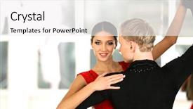  Presentation with couple dance - Colorful presentation design enhanced with couple in active ballroom dance backdrop and a white colored foreground