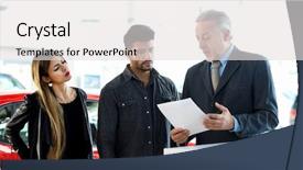  Presentation with leasing - PPT layouts enhanced with couple in an auto background and a light gray colored foreground