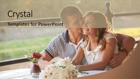 Presentation with cafe - Audience pleasing slide set consisting of couple in an open air backdrop and a  colored foreground