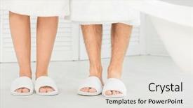  Presentation with home - Cool new PPT theme with couple in bathing slippers backdrop and a white colored foreground