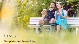  Presentation with toasting - PPT theme with couple-in-bavaria-sitting background and a yellow colored foreground