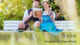  Presentation with toasting - Presentation theme featuring couple-in-bavaria-sitting background and a yellow colored foreground