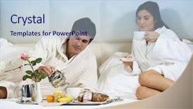  Presentation with bed hotel - Slide deck consisting of couple in bed hotel room background and a lemonade colored foreground
