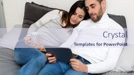  Presentation with sharing - Amazing PPT theme having couple-in-bed-sharing backdrop and a sky blue colored foreground