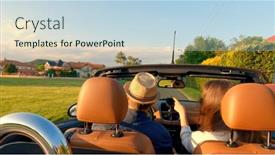  Presentation with driving - Presentation theme consisting of couple-in-cabriolet-car-driving background and a lemonade colored foreground