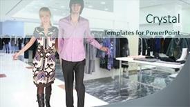  Presentation with boutique - Audience pleasing presentation consisting of couple in clothes boutique backdrop and a sky blue colored foreground
