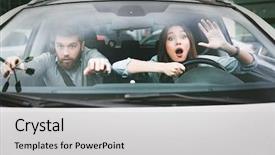  Presentation with crash - Slides enhanced with couple in crash front view background and a light gray colored foreground