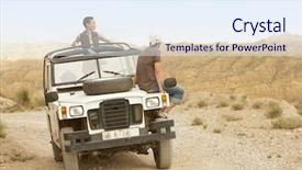  Presentation with wheel - Cool new PPT theme with couple in four-wheel-drive backdrop and a sky blue colored foreground