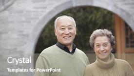  Presentation with senior couple - Cool new PPT layouts with couple in front of round backdrop and a  colored foreground