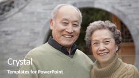  Presentation with active seniors senior couple - Beautiful slide deck featuring childhood babyhood emotions and people backdrop and a soft green colored foreground