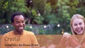  Presentation with summer party - Beautiful presentation theme featuring couple-in-garden-at-home backdrop and a coral colored foreground