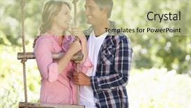  Presentation with middle ages portrait - Slide set with couple in garden by treehouse background and a soft green colored foreground