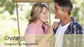  Presentation with garden - Presentation design with couple in garden by treehouse background and a soft green colored foreground