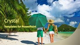  Presentation with tropical - Cool new presentation design with couple in green on a tropical beach at seychelles backdrop and a tawny brown colored foreground