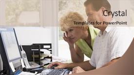  Presentation with home office - Theme with couple in home office background and a coral colored foreground