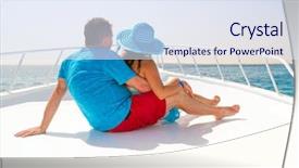  Presentation with luxury yacht - Amazing presentation theme having couple in hug relaxing on the luxury yacht cruise backdrop and a sky blue colored foreground