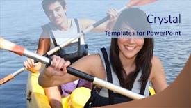  Presentation with kayak - Audience pleasing presentation theme consisting of couple in kayak backdrop and a light blue colored foreground