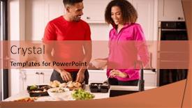  Presentation with freezer - Slides consisting of couple-in-kitchen-wearing-fitness background and a coral colored foreground