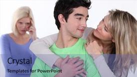  Presentation with triangle - PPT layouts having couple in love and jealous background and a ocean colored foreground