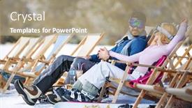  Presentation with love - Cool new slides with couple in love enjoy in sun loungers on ski terrain backdrop and a coral colored foreground