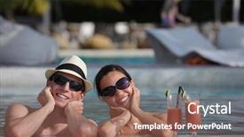  Presentation with young happy couple - Colorful presentation theme enhanced with couple in love have fun backdrop and a  colored foreground