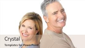  Presentation with active seniors senior couple - Amazing PPT theme having couple in love healthy teeth backdrop and a coral colored foreground