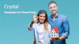  Presentation with love - Theme with couple in love holding house background and a teal colored foreground