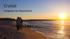  Presentation with scenery - Presentation consisting of couple in love in sunrise background and a teal colored foreground