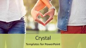  Presentation with hands heart - Beautiful theme featuring couple in love making heart backdrop and a yellow colored foreground