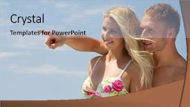  Presentation with young happy couple - Presentation consisting of couple in love on summer background and a  colored foreground