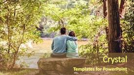  Presentation with draping - PPT layouts enhanced with couple in love sitting on a river bank with the man draping his arm over the woman on a warm summer day background and a tawny brown colored foreground
