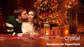 Presentation with romantic christmas - PPT theme having couple-in-love-spend-romantic background and a tawny brown colored foreground