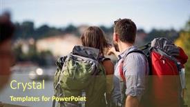  Presentation with love for existence - Theme featuring couple-in-love-traveling background and a tawny brown colored foreground