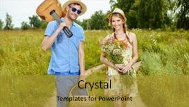  Presentation with love - Cool new theme with couple in love walking along backdrop and a  colored foreground