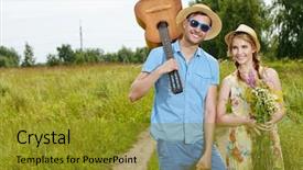  Presentation with love for country - Slides having couple in love walking along background and a gold colored foreground