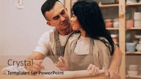  Presentation with working together - PPT theme with couple-in-love-working-together background and a  colored foreground