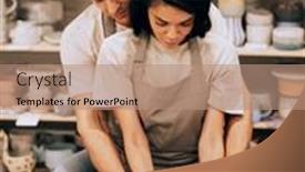  Presentation with working together - Presentation theme featuring couple-in-love-working-together background and a  colored foreground