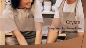  Presentation with craft - Presentation featuring couple-in-love-working-together background and a coral colored foreground