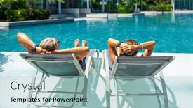  Presentation with luxury resort - Colorful slide set enhanced with couple-in-luxury-five-stars backdrop and a light blue colored foreground